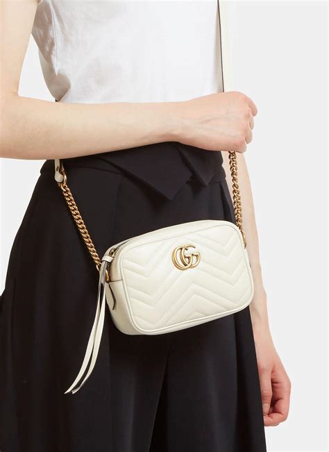 gucci marmont bag small white|Gucci Marmont matelassé shoulder bag.